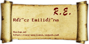 Rácz Emiliána névjegykártya